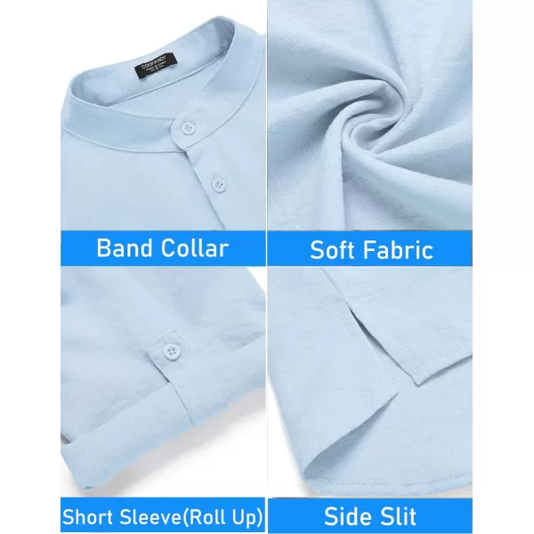COOFANDY Men's 2 Pieces Linen Set Henley Shirt Short Sleeve and Shorts Summer Beach Yoga Matching Outfits