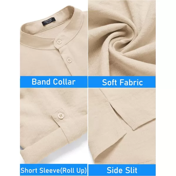 COOFANDY Men's 2 Pieces Linen Set Henley Shirt Short Sleeve and Shorts Summer Beach Yoga Matching Outfits