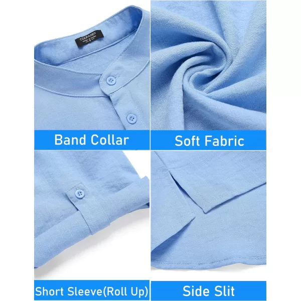 COOFANDY Men's 2 Pieces Linen Set Henley Shirt Short Sleeve and Shorts Summer Beach Yoga Matching Outfits