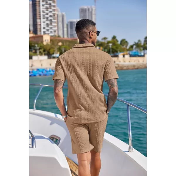 COOFANDY Men's 2 Pieces Outfits Casual Quarter Zip Polo Shirt and Shorts Set Athletic Jogging Summer Tracksuit