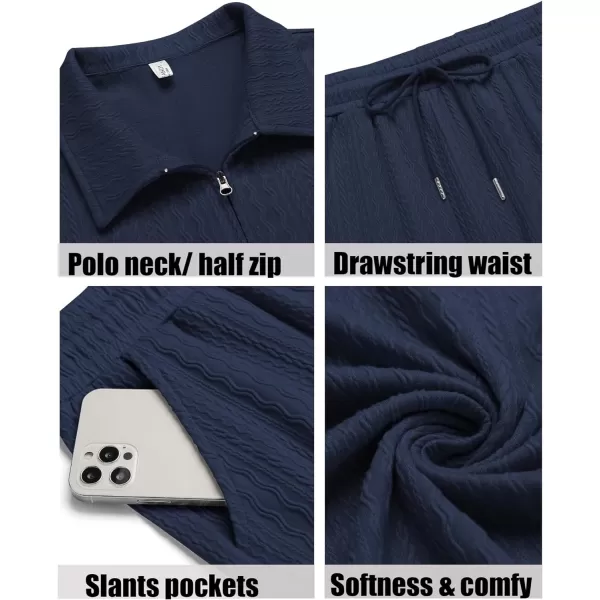 COOFANDY Men's 2 Pieces Outfits Casual Quarter Zip Polo Shirt and Shorts Set Athletic Jogging Summer Tracksuit