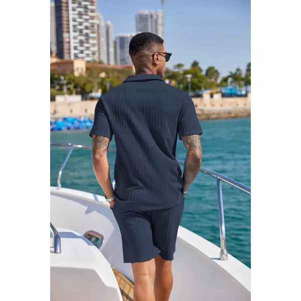 COOFANDY Men's 2 Pieces Outfits Casual Quarter Zip Polo Shirt and Shorts Set Athletic Jogging Summer Tracksuit