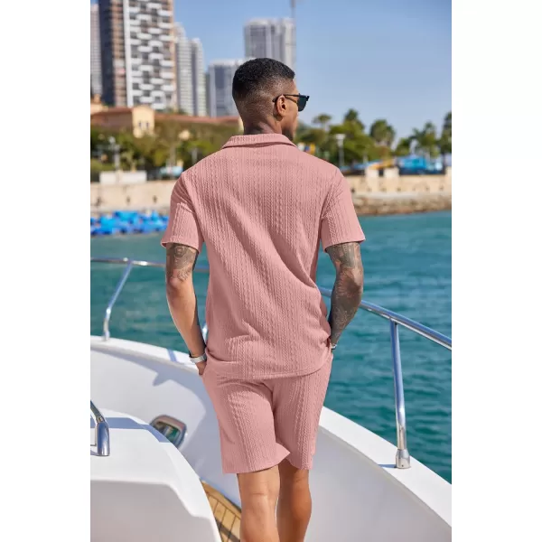 COOFANDY Men's 2 Pieces Outfits Casual Quarter Zip Polo Shirt and Shorts Set Athletic Jogging Summer Tracksuit