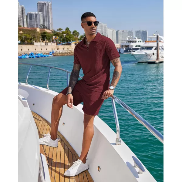 COOFANDY Men's 2 Pieces Outfits Casual Quarter Zip Polo Shirt and Shorts Set Athletic Jogging Summer Tracksuit