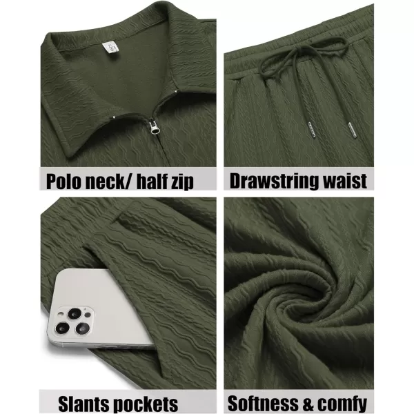 COOFANDY Men's 2 Pieces Outfits Casual Quarter Zip Polo Shirt and Shorts Set Athletic Jogging Summer Tracksuit