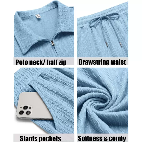 COOFANDY Men's 2 Pieces Outfits Casual Quarter Zip Polo Shirt and Shorts Set Athletic Jogging Summer Tracksuit
