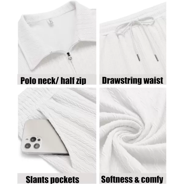 COOFANDY Men's 2 Pieces Outfits Casual Quarter Zip Polo Shirt and Shorts Set Athletic Jogging Summer Tracksuit