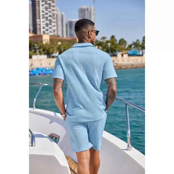 COOFANDY Men's 2 Pieces Outfits Casual Quarter Zip Polo Shirt and Shorts Set Athletic Jogging Summer Tracksuit