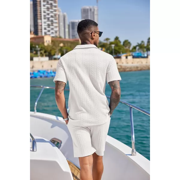 COOFANDY Men's 2 Pieces Outfits Casual Quarter Zip Polo Shirt and Shorts Set Athletic Jogging Summer Tracksuit