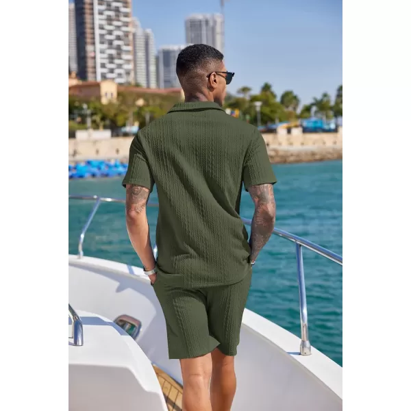 COOFANDY Men's 2 Pieces Outfits Casual Quarter Zip Polo Shirt and Shorts Set Athletic Jogging Summer Tracksuit