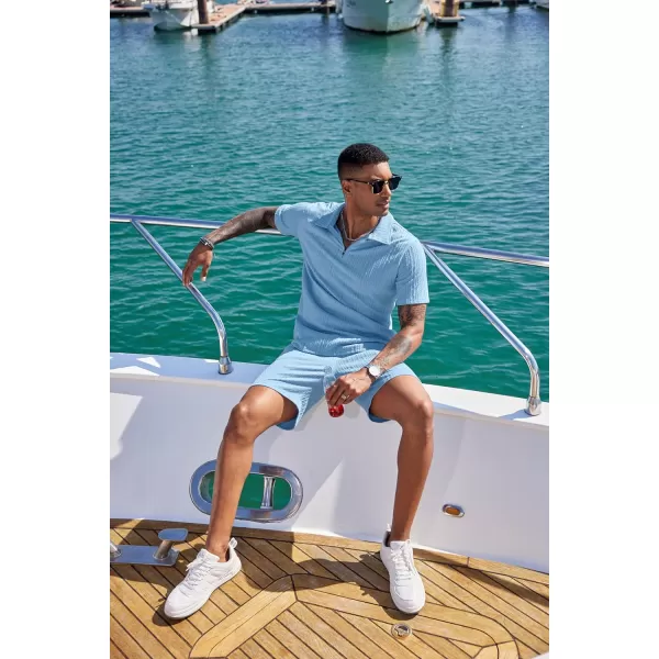 COOFANDY Men's 2 Pieces Outfits Casual Quarter Zip Polo Shirt and Shorts Set Athletic Jogging Summer Tracksuit
