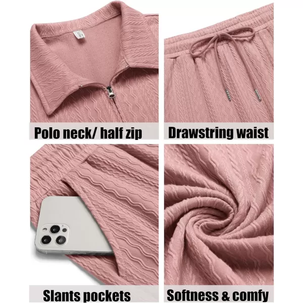 COOFANDY Men's 2 Pieces Outfits Casual Quarter Zip Polo Shirt and Shorts Set Athletic Jogging Summer Tracksuit
