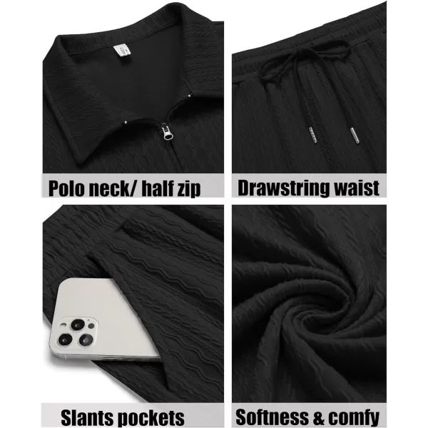 COOFANDY Men's 2 Pieces Outfits Casual Quarter Zip Polo Shirt and Shorts Set Athletic Jogging Summer Tracksuit