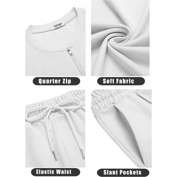 COOFANDY Men's 2 Pieces Outfits Casual Quarter Zip Polo T Shirt and Shorts Set Athletic Jogging Summer Tracksuit