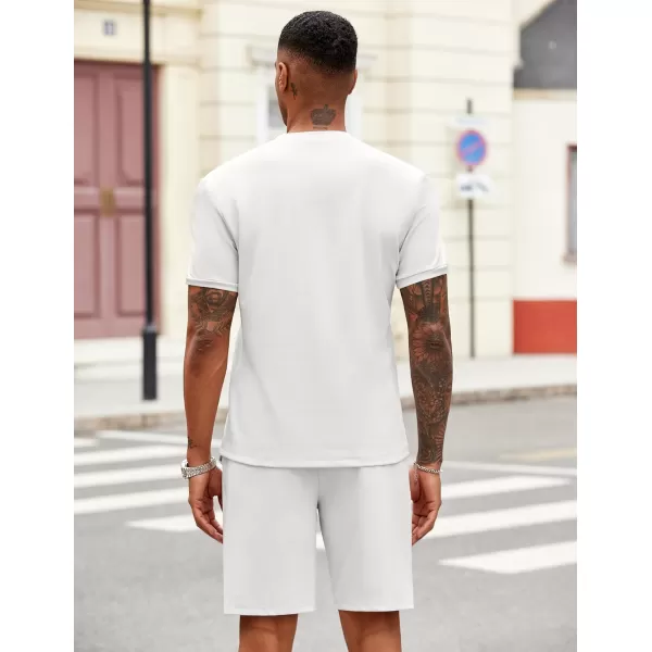 COOFANDY Men's 2 Pieces Outfits Casual Quarter Zip Polo T Shirt and Shorts Set Athletic Jogging Summer Tracksuit