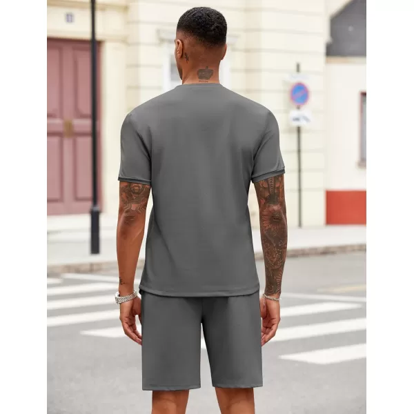 COOFANDY Men's 2 Pieces Outfits Casual Quarter Zip Polo T Shirt and Shorts Set Athletic Jogging Summer Tracksuit