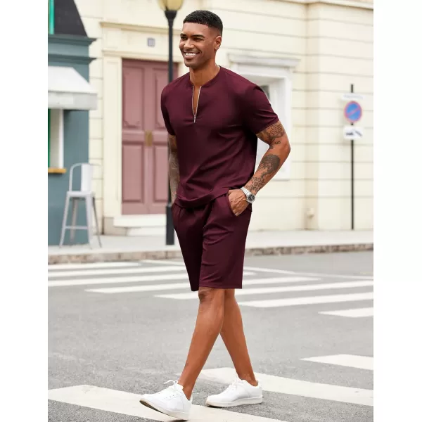 COOFANDY Men's 2 Pieces Outfits Casual Quarter Zip Polo T Shirt and Shorts Set Athletic Jogging Summer Tracksuit
