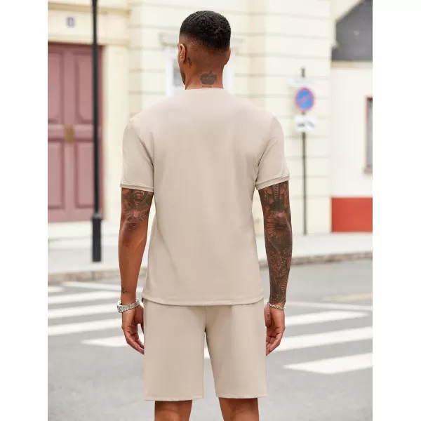 COOFANDY Men's 2 Pieces Outfits Casual Quarter Zip Polo T Shirt and Shorts Set Athletic Jogging Summer Tracksuit