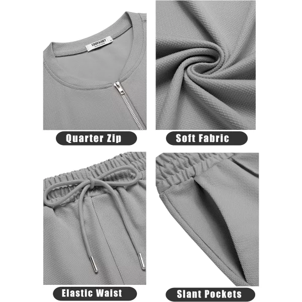 COOFANDY Men's 2 Pieces Outfits Casual Quarter Zip Polo T Shirt and Shorts Set Athletic Jogging Summer Tracksuit