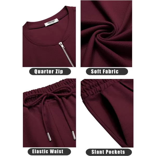 COOFANDY Men's 2 Pieces Outfits Casual Quarter Zip Polo T Shirt and Shorts Set Athletic Jogging Summer Tracksuit