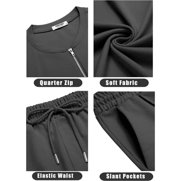 COOFANDY Men's 2 Pieces Outfits Casual Quarter Zip Polo T Shirt and Shorts Set Athletic Jogging Summer Tracksuit