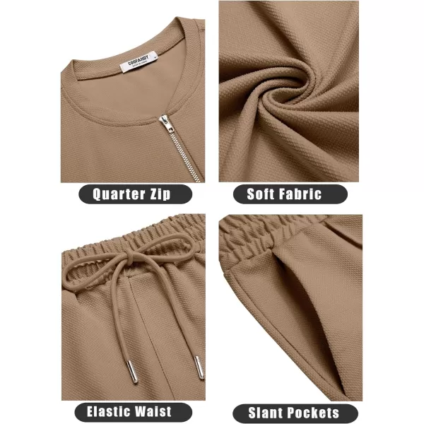 COOFANDY Men's 2 Pieces Outfits Casual Quarter Zip Polo T Shirt and Shorts Set Athletic Jogging Summer Tracksuit