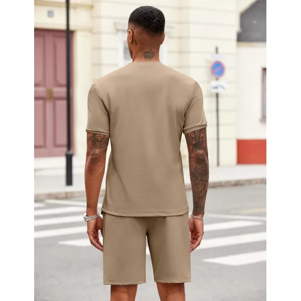 COOFANDY Men's 2 Pieces Outfits Casual Quarter Zip Polo T Shirt and Shorts Set Athletic Jogging Summer Tracksuit