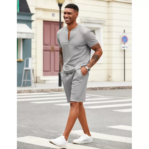 COOFANDY Men's 2 Pieces Outfits Casual Quarter Zip Polo T Shirt and Shorts Set Athletic Jogging Summer Tracksuit
