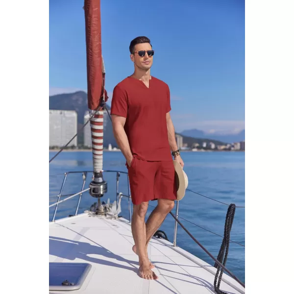 COOFANDY Men's 2 Pieces Short Sets Cotton Linen Shirts Short Sleeve Casual Beach Shorts Summer Yoga Outfits