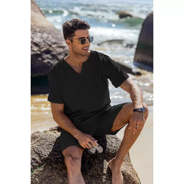 COOFANDY Men's 2 Pieces Short Sets Cotton Linen Shirts Short Sleeve Casual Beach Shorts Summer Yoga Outfits