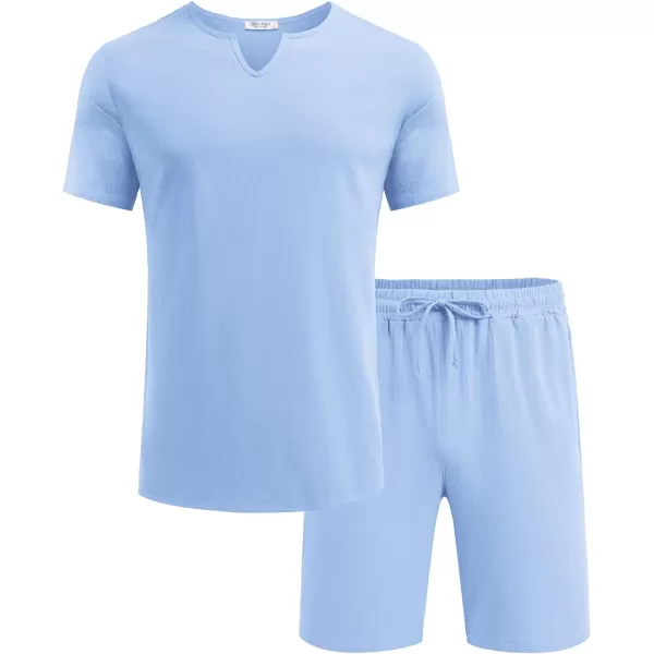 COOFANDY Men's 2 Pieces Short Sets Cotton Linen Shirts Short Sleeve Casual Beach Shorts Summer Yoga Outfits