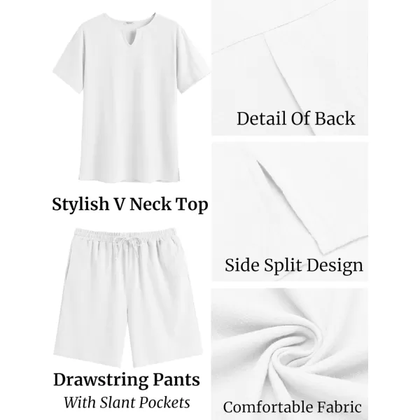 COOFANDY Men's 2 Pieces Short Sets Cotton Linen Shirts Short Sleeve Casual Beach Shorts Summer Yoga Outfits