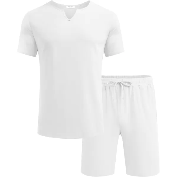COOFANDY Men's 2 Pieces Short Sets Cotton Linen Shirts Short Sleeve Casual Beach Shorts Summer Yoga Outfits