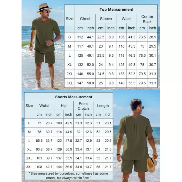 COOFANDY Men's 2 Pieces Short Sets Cotton Linen Shirts Short Sleeve Casual Beach Shorts Summer Yoga Outfits