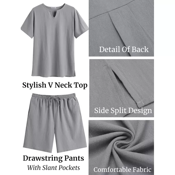 COOFANDY Men's 2 Pieces Short Sets Cotton Linen Shirts Short Sleeve Casual Beach Shorts Summer Yoga Outfits