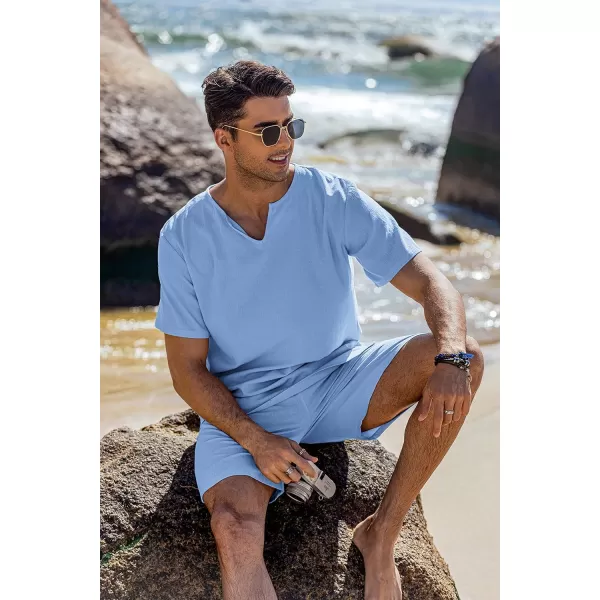 COOFANDY Men's 2 Pieces Short Sets Cotton Linen Shirts Short Sleeve Casual Beach Shorts Summer Yoga Outfits