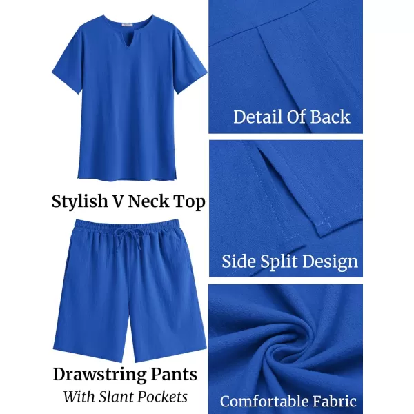 COOFANDY Men's 2 Pieces Short Sets Cotton Linen Shirts Short Sleeve Casual Beach Shorts Summer Yoga Outfits