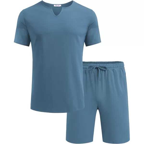 COOFANDY Men's 2 Pieces Short Sets Cotton Linen Shirts Short Sleeve Casual Beach Shorts Summer Yoga Outfits