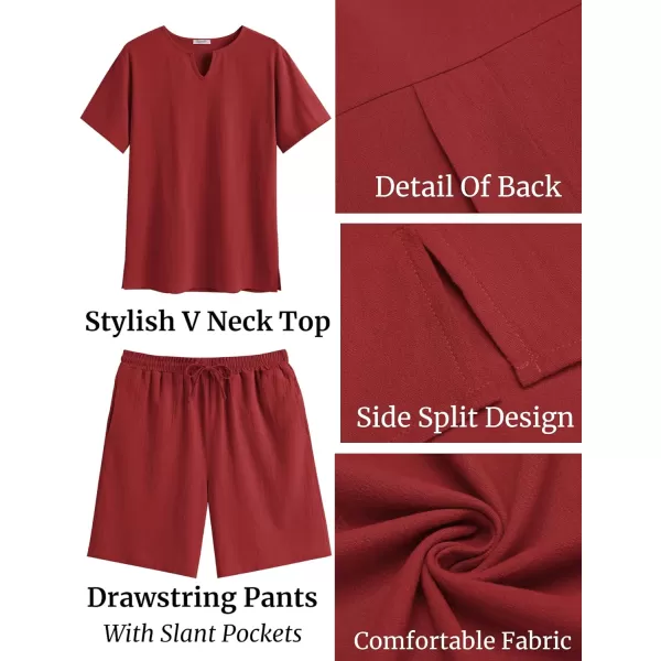 COOFANDY Men's 2 Pieces Short Sets Cotton Linen Shirts Short Sleeve Casual Beach Shorts Summer Yoga Outfits