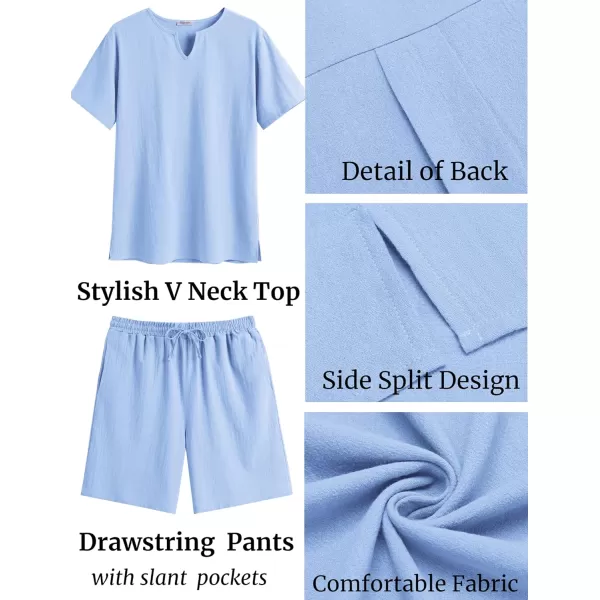 COOFANDY Men's 2 Pieces Short Sets Cotton Linen Shirts Short Sleeve Casual Beach Shorts Summer Yoga Outfits