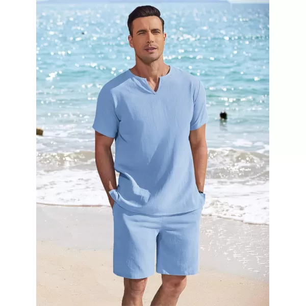 COOFANDY Men's 2 Pieces Short Sets Cotton Linen Shirts Short Sleeve Casual Beach Shorts Summer Yoga Outfits