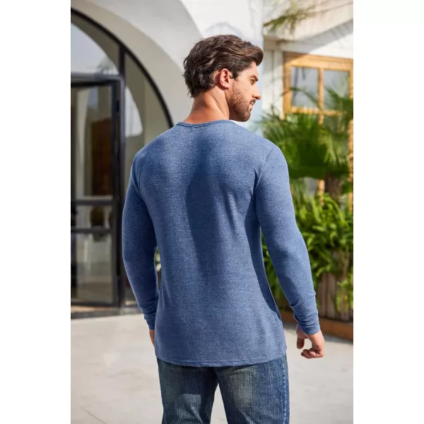COOFANDY Men's 2Pack Slim Fit Henley Shirts Long Sleeve Lightweight Fashion Casual Cotton Basic T Shirts