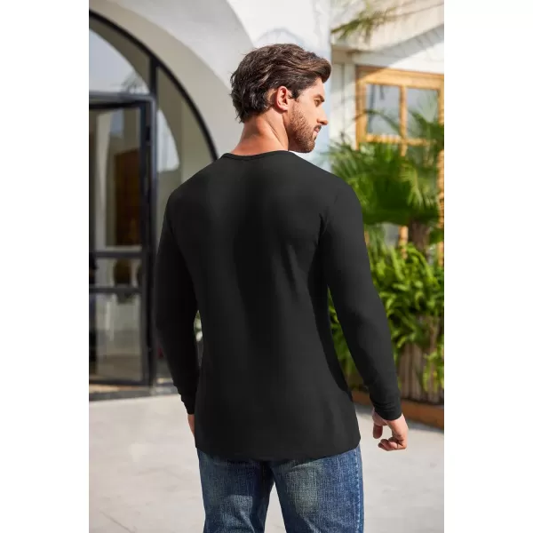 COOFANDY Men's 2Pack Slim Fit Henley Shirts Long Sleeve Lightweight Fashion Casual Cotton Basic T Shirts