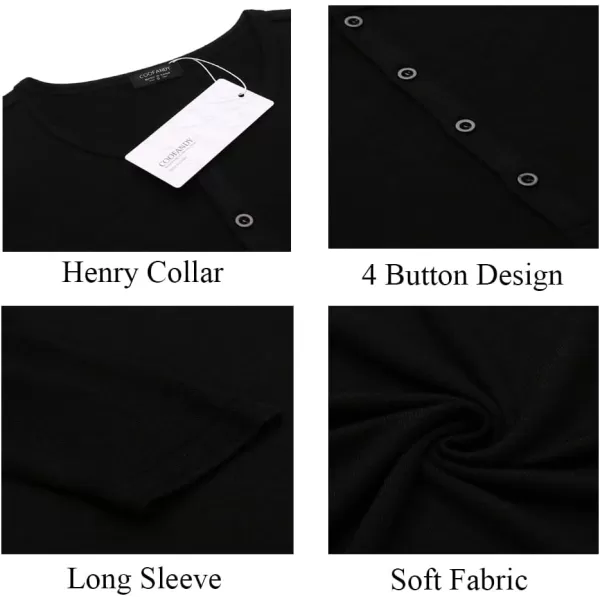 COOFANDY Men's 2Pack Slim Fit Henley Shirts Long Sleeve Lightweight Fashion Casual Cotton Basic T Shirts
