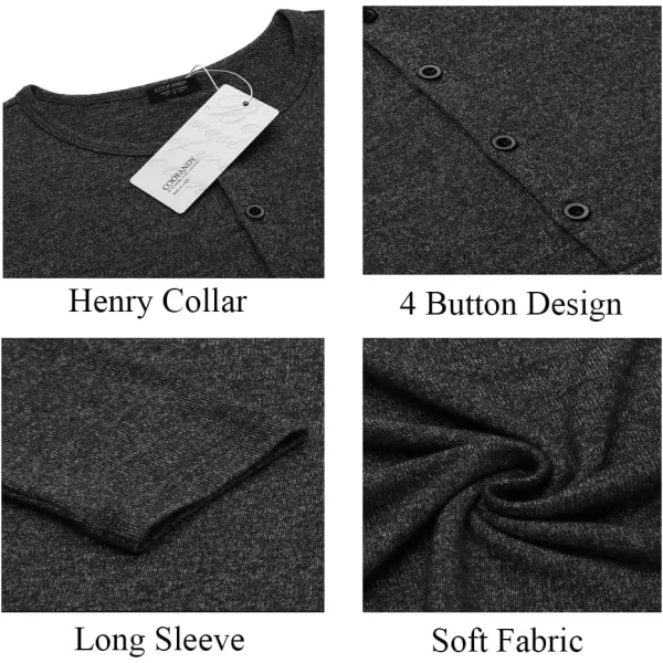 COOFANDY Men's 2Pack Slim Fit Henley Shirts Long Sleeve Lightweight Fashion Casual Cotton Basic T Shirts