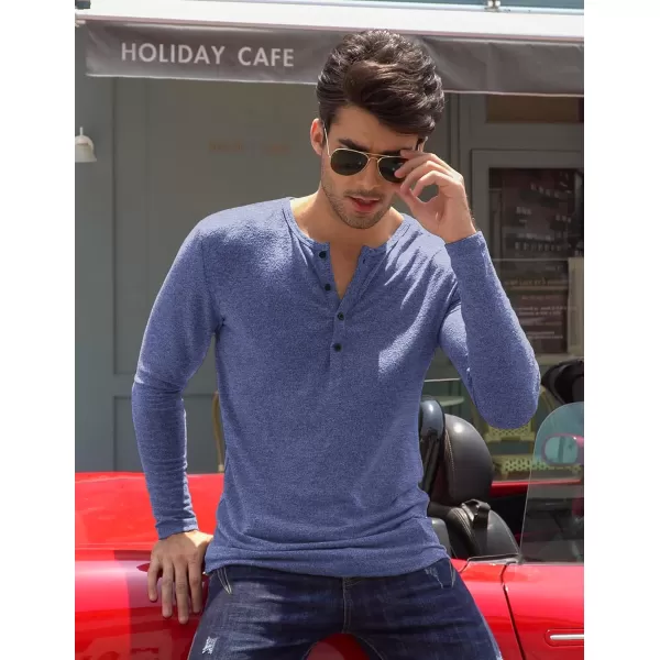 COOFANDY Men's 2Pack Slim Fit Henley Shirts Long Sleeve Lightweight Fashion Casual Cotton Basic T Shirts