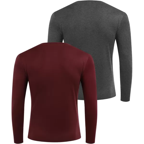 COOFANDY Men's 2Pack Slim Fit Henley Shirts Long Sleeve Lightweight Fashion Casual Cotton Basic T Shirts