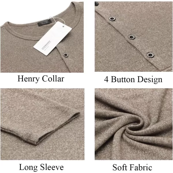 COOFANDY Men's 2Pack Slim Fit Henley Shirts Long Sleeve Lightweight Fashion Casual Cotton Basic T Shirts