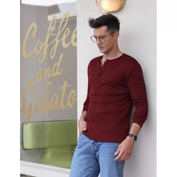 COOFANDY Men's 2Pack Slim Fit Henley Shirts Long Sleeve Lightweight Fashion Casual Cotton Basic T Shirts