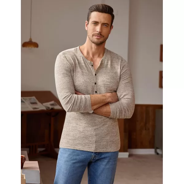 COOFANDY Men's 2Pack Slim Fit Henley Shirts Long Sleeve Lightweight Fashion Casual Cotton Basic T Shirts